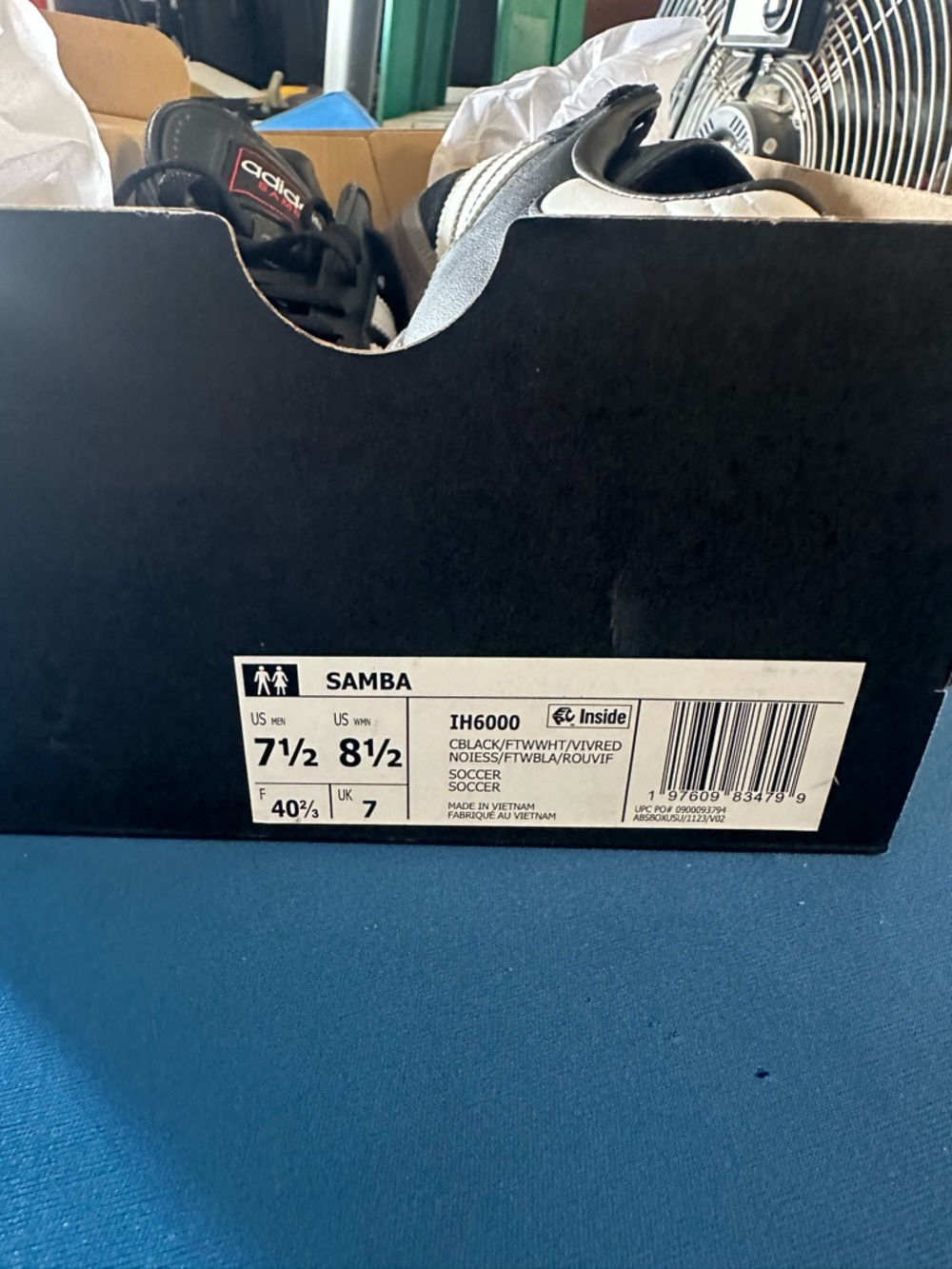 NWT Adidas Samba Classic Black with White Stripes Sneakers - Picture 5 of 6